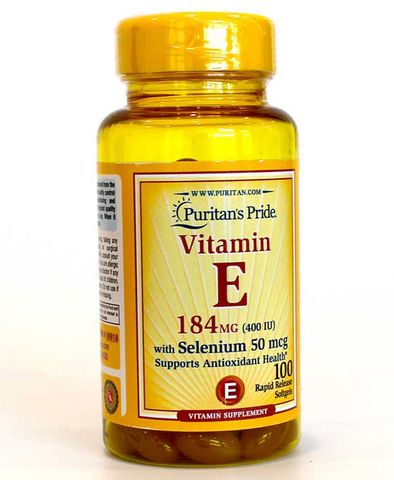 Viên Uống Vitamin E 400IU Với Selenium 50 mcg Puritan's Pride - Hỗ Trợ Làm Đẹp Da, Bổ Sung Sức Khỏe Từ Mỹ