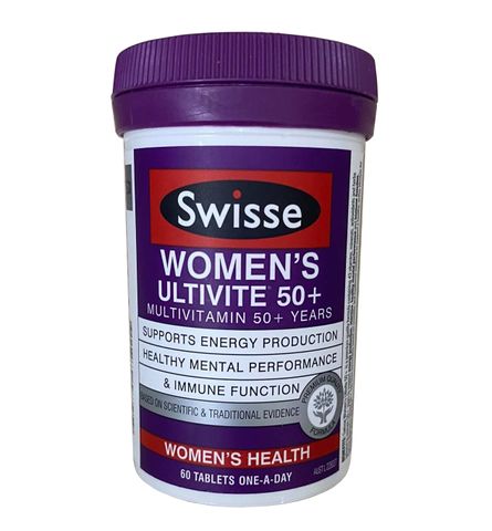 Vitamin cho phụ nữ trên 50 tuổi Swisse Women's Ultivite 50+ - Hỗ trợ sức khỏe, bổ sung vitamin và khoáng chất, 60 viên