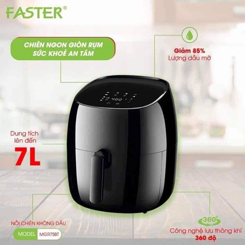 Nồi Chiên Không Dầu Faster MGR7SBT 7 Lít - Công Nghệ Nấu Tiên Tiến, Giảm 85% Dầu Mỡ, Thoải Mái Chế Biến Món Ngon Lành Mạnh