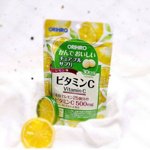 Viên Nhai Bổ Sung Vitamin C 500mg Orihiro Nhật Bản - Hỗ Trợ Tăng Cường Sức Đề Kháng và Làm Đẹp Da, Hương Vị Chanh Thơm Ngon
