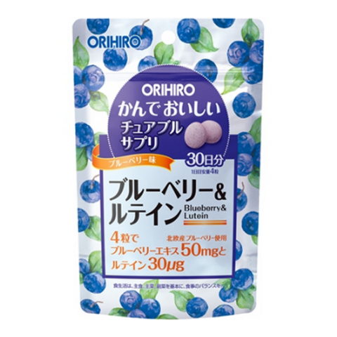 Viên bổ sung Blueberry và Lutein Orihiro Nhật Bản - Hỗ trợ sức khỏe mắt, cải thiện thị lực, viên nhai vị việt quất ngon miệng