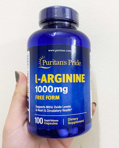 Viên uống giải độc gan Puritan's Pride L-Arginine 1000mg - Hỗ trợ sức khỏe gan, tăng cường chức năng cơ thể, 100 viên Mỹ