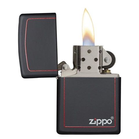 Zippo Classic Black and Red 218ZB - Bật Lửa Đen Viền Đỏ Thiết Kế Thời Trang, Ngọn Lửa Xanh Sáng, Phong Cách Nổi Bật