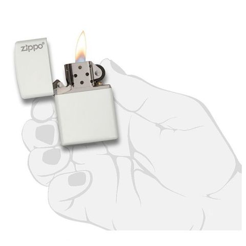 Bật Lửa Zippo Trắng Mờ 214ZL với Logo Zippo - Thiết Kế Đơn Giản, Chất Lượng Cao - Hàng Chính Hãng USA