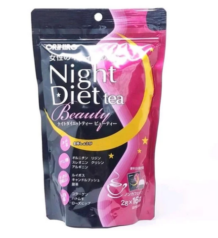 Trà Giảm Cân Ban Đêm Orihiro Night Diet Tea Beauty - Hỗ Trợ Làm Đẹp Da, Giảm Mỡ Bụng, Tích Hợp Collagen, 16 Gói