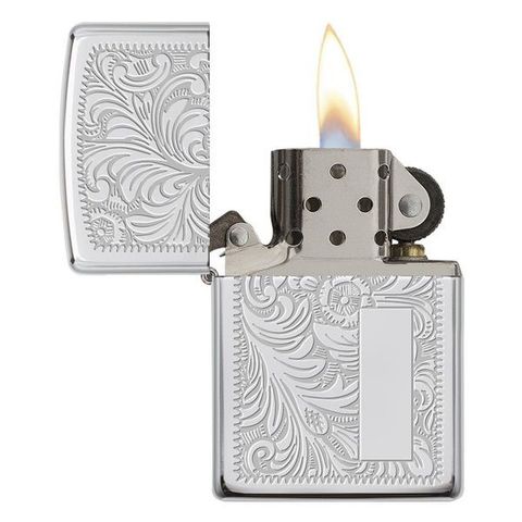 Bật Lửa Zippo Venetian 352 Chrome - Hoa Văn Khắc Chìm Sang Trọng, Thiết Kế Đẳng Cấp USA, Phong Cách Classic