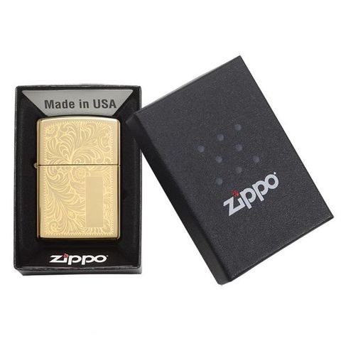 Bật Lửa Zippo Venetian Brass 352B Đồng Vàng Họa Tiết Ý - Thiết Kế Tinh Xảo Sang Trọng Dành Cho Người Sành Điệu