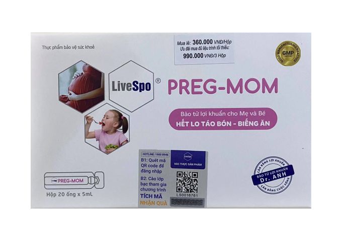 Bào Tử Lợi Khuẩn Cho Mẹ Và Bé LiveSpo Preg-Mom - Hỗ Trợ Tiêu Hóa, Giúp Cân Bằng Hệ Vi Sinh Đường Ruột Cho Sức Khỏe Mẹ Và Bé