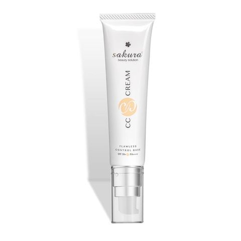 Kem Nền Sakura CC Cream Flawless Control Base Nhật Bản - Kem Trang Điểm Chống Nắng SPF50/PA++++, Che Khuyết Điểm Hoàn Hảo, Lớp Nền Tự Nhiên