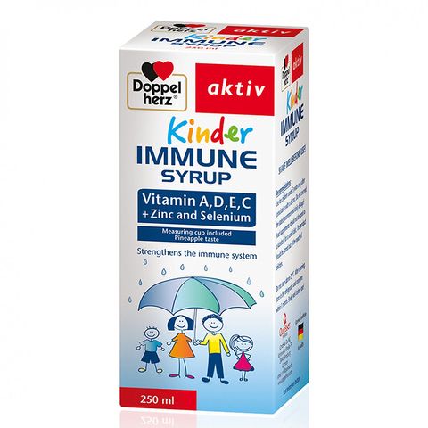 Siro Doppelherz Kinder Immune 150ml - Hỗ trợ tăng cường miễn dịch cho bé, vitamin A, C, D3 giúp trẻ khỏe mạnh, dễ uống.