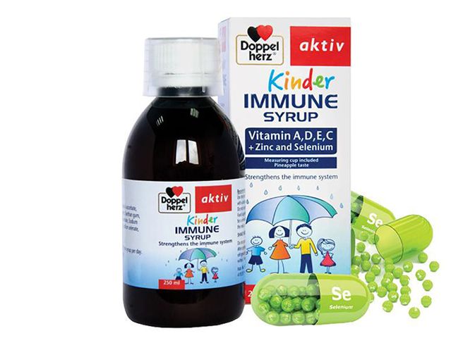 Siro Doppelherz Kinder Immune 150ml - Hỗ trợ tăng cường miễn dịch cho bé, vitamin A, C, D3 giúp trẻ khỏe mạnh, dễ uống.