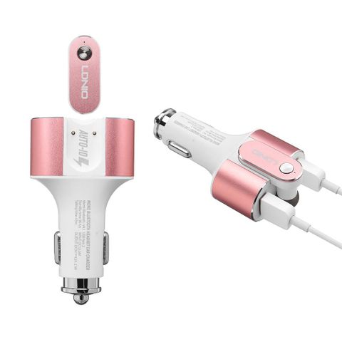 Tẩu Sạc Ô Tô Kiêm Tai Nghe Bluetooth LDNIO Chính Hãng - Thiết Kế Độc Đáo, Sạc Nhanh 4.2A, Âm Thanh Chất Lượng Cao