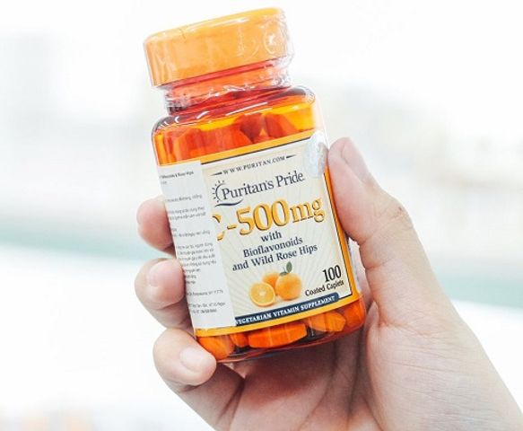 Viên uống bổ sung Vitamin C Puritan’s Pride C-500mg - Tăng cường sức đề kháng, chăm sóc da sáng khỏe, hộp 100 viên chính hãng Mỹ