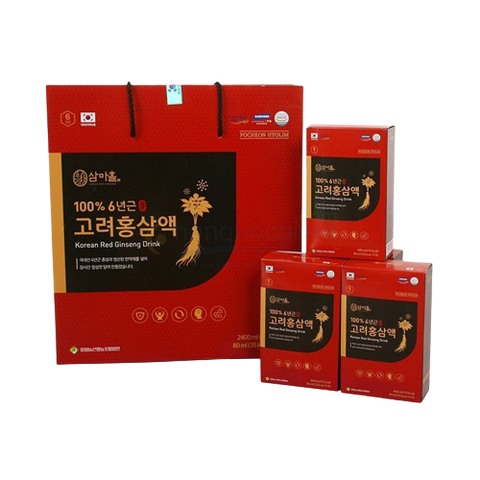 Nước Hồng Sâm Jeong Won 6 Năm Tuổi Cao Cấp Hàn Quốc - Hộp 30 Gói x 80ml, Bồi Bổ Sức Khỏe và Tăng Cường Miễn Dịch