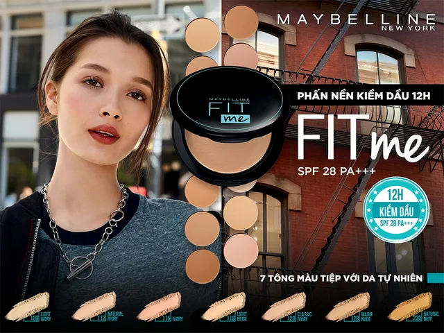 Phấn Phủ Kiềm Dầu Lâu Trôi Maybelline Fit Me - Dạng Nén Độc Quyền, Chống Nắng SPF 28 PA+++ - Trang Điểm Sáng Mịn Tự Nhiên