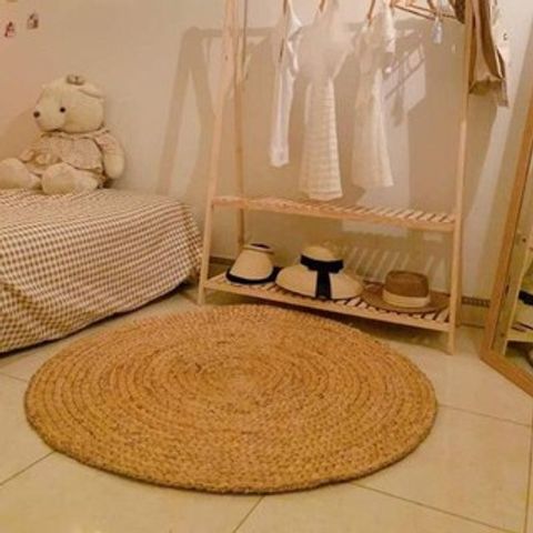 Thảm Cói Tròn Trang Trí Nhà Cửa Hương Hoa Cỏ - Chất Liệu Tự Nhiên, Thiết Kế Độc Đáo, Không Gian Sạch Sẽ, Gọn Gàng