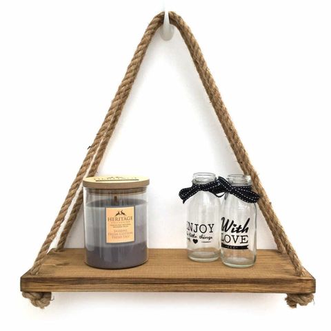 Kệ Gỗ Treo Tường Bắc Âu - Kệ Trang Trí Phòng Khách Độc Đáo Tiết Kiệm Không Gian, 40x13cm, Dây Treo Chắc Chắn