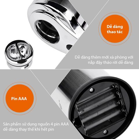 Bình đựng xà phòng tự bơm YWLETO LT-0795 - Thiết bị thông minh, chất liệu thép không gỉ, phù hợp cho bếp và phòng tắm, dễ sử dụng