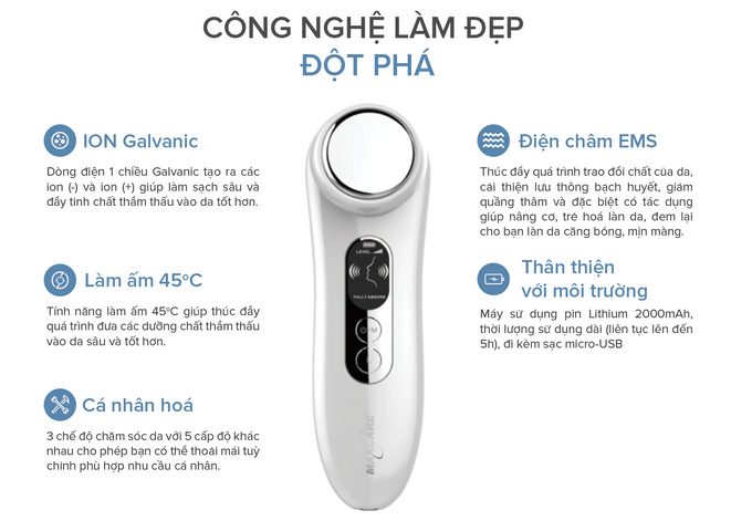 Máy Massage Ion Dưỡng Trắng Maxcare Max888 - Thiết Bị Làm Đẹp Chuyên Nghiệp Tăng Cường Thẩm Thấu Dưỡng Chất Cho Da Sáng Khỏe