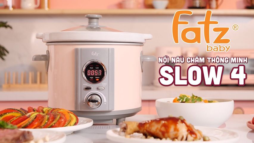 Nồi Nấu Chậm Hẹn Giờ Thông Minh Fatzbaby Slow 4 - Nồi Nấu Cháo Cho Bé Chất Liệu Sứ Ceramic An Toàn, Tiện Lợi