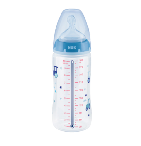 Bình sữa cảm biến nhiệt NUK PP cổ rộng, núm ty dẹt silicone an toàn cho trẻ sơ sinh - Tiện lợi, thông minh, phòng ngừa bỏng và đau bụng