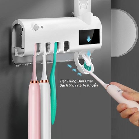 Hộp đựng bàn chải nhả kem đánh răng tích hợp đèn UV diệt khuẩn - Thiết kế nhỏ gọn, tiện lợi, khử trùng hiệu quả cho gia đình bạn