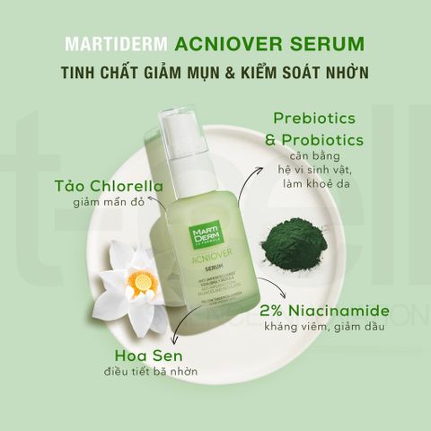 Serum MartiDerm Acniover 30ml - Hỗ trợ giảm mụn, kiểm soát dầu, làm sáng da, giảm thâm cho da dầu mụn hiệu quả