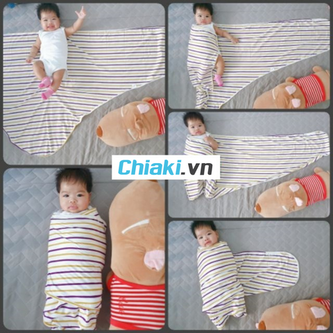 Quấn chũn Cocoon cho bé sơ sinh - Nhộng chũn 100% cotton thoáng mát, giúp bé ngủ ngon và sâu giấc, phù hợp 3-6kg