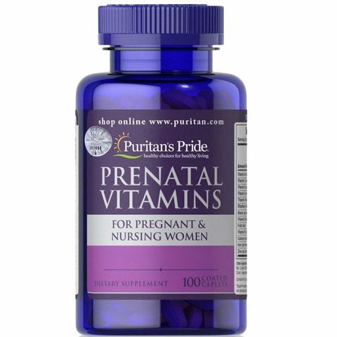 Vitamin tổng hợp Puritan's Pride Prenatal Vitamins cho bà bầu - Lọ 100 viên hỗ trợ thai kỳ khỏe mạnh, bổ sung dinh dưỡng thiết yếu cho mẹ và bé.