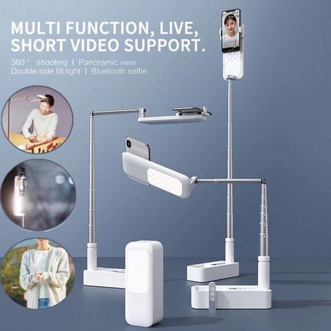 Giá Đỡ Điện Thoại Doxg-V6 Thông Minh Kèm Đèn Led - Livestream Tích Hợp, Thiết Kế Gọn Nhẹ, Điều Khiển Bluetooth, Cao 77cm