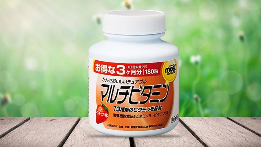 Viên Nhai Vitamin Tổng Hợp Vị Dâu Orihiro - Hỗ Trợ Tăng Đề Kháng, Bổ Sung Dưỡng Chất Khỏe Mạnh, Hộp 180 Viên Nhật Bản
