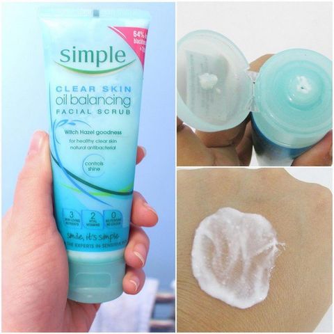 Tẩy tế bào chết Simple Clear Skin Oil Balancing Facial Scrub 75ml - Dưỡng ẩm, Kiểm soát dầu, Phù hợp mọi loại da