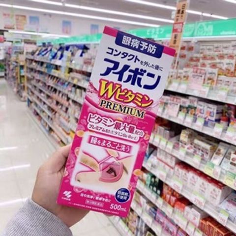 Nước Rửa Mắt Eyebon W Vitamin Kobayashi Premium Nhật Bản 500ml - Chăm Sóc Mắt Sáng Khỏe, Giúp Lọc Bụi Bẩn và Làm Dịu Nhức Mỏi Mắt