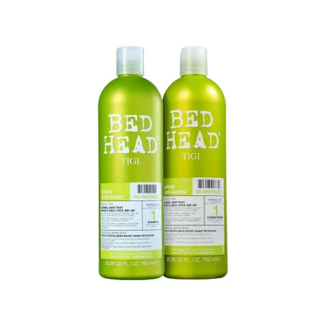 Cặp dầu gội xả Tigi xanh lá Bed Head 1 Re-Energize cho tóc dầu