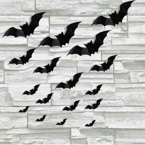 Bộ Dơi Dán Trang Trí Halloween 12 Miếng PVC - Trang Trí Tường Độc Đáo, Không Gian Hóa Trang Ấn Tượng