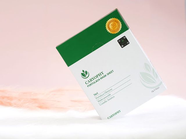 Mặt Nạ Caryophy Portulaca 10 Miếng - Giảm Mụn, Làm Sáng Da Từ Rau Má & Rau Sam - Chăm Sóc Da Dầu Mụn Hàn Quốc