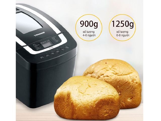 Máy Làm Bánh Mì Tiross TS8230 - 12 Chức Năng, Công Suất 800W, Dung Tích 1250g, Hẹn Giờ, Màn Hình LCD, Làm Bánh Kiểu Pháp, Sandwich