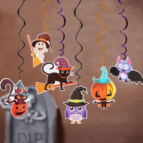 Set 6 Dây Treo Trang Trí Halloween Hình Xoắn Ốc - Trang Trí Bữa Tiệc Bí Ngô, Nhện, Dơi - Đồ Trang Trí Lễ Hội Kinh Dị