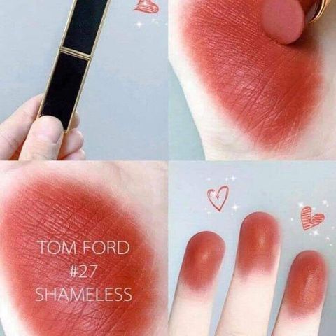 Son Tom Ford Lip Color 27 Shameless - Màu Đỏ Gạch Siêu Mịn Lì, Tôn Đường Viền Môi, Quà Tặng Đặc Biệt Hấp Dẫn