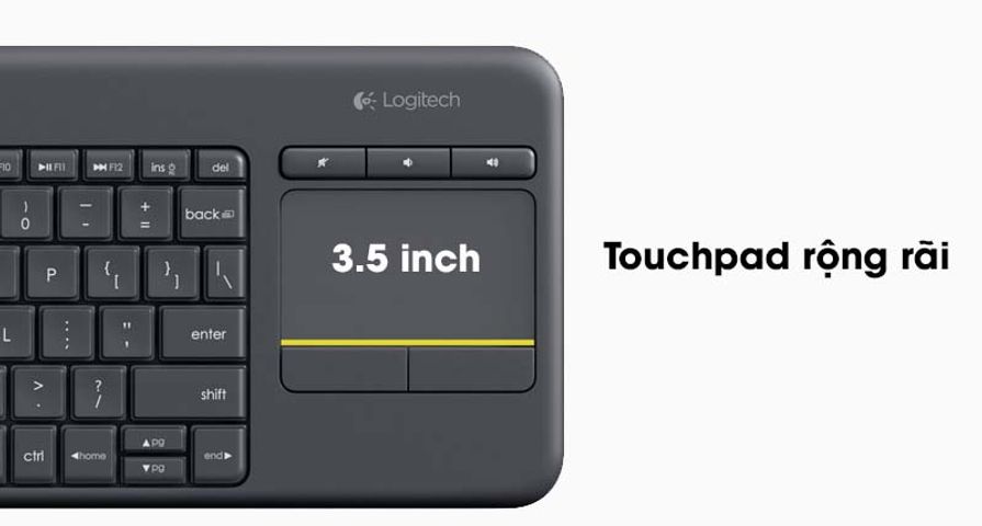 Bàn phím không dây điều khiển từ xa Logitech K400 PLUS - Phụ kiện máy tính tích hợp bàn di chuột, kết nối Bluetooth, thiết kế tiện dụng