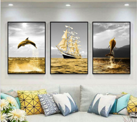 Bộ 3 Tranh Treo Tường Phong Cách Bắc Âu Hiện Đại - Trang Trí Nội Thất Sang Trọng và Đẳng Cấp, Kích Thước 20x30cm, 30x45cm, 40x60cm