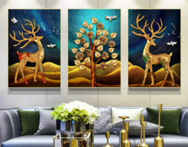 Bộ 3 Tranh Treo Tường Thiên Nhiên Hoa Lá - Trang Trí Nhà Cửa Hiện Đại, Bền Màu, Phong Cách Tinh Tế, Đa Dạng Kích Thước