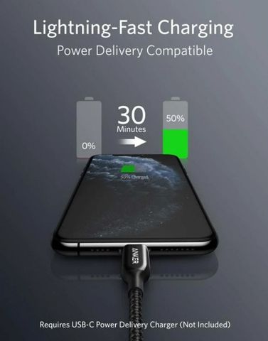 Cáp sạc Anker PowerLine+ III USB-C A8842 Lightning 0.9m - Sạc nhanh 18W, bền chắc, tương thích iPhone và iPad