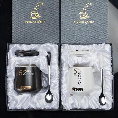 Cốc Gốm Sứ Tình Yêu 52ove Kèm Thìa Inox - Quà Tặng Đặc Biệt Fandom Sáng Tạo Cho Ngày Valentine, Kỷ Niệm, Sinh Nhật