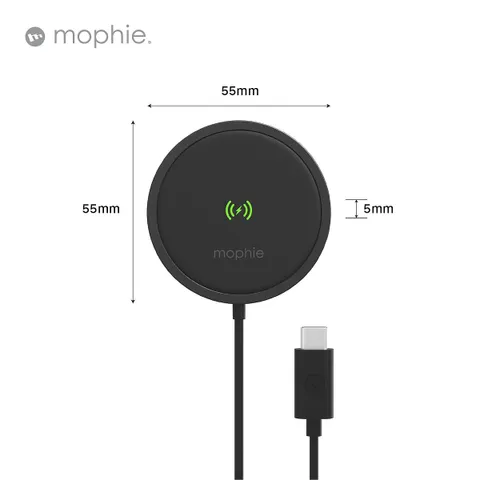 Miếng sạc nhanh Mophie Snap Plus 15W - Sạc không dây chuẩn Qi cho iPhone và Android - Thiết kế nhỏ gọn dễ dàng mang theo