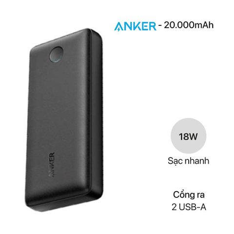 Pin Sạc Dự Phòng Anker A1363 PowerCore Select 20.000mAh - Sạc Nhanh 18W, 2 Cổng USB-A, Thiết Kế Gọn Nhẹ, Bảo vệ Thông Minh