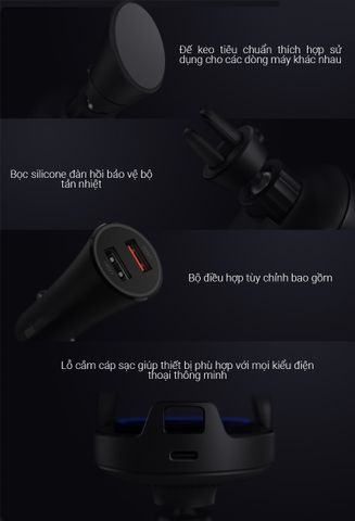 Sạc Không Dây Điện Thoại Trên Ô Tô Xiaomi WCJ02ZM 20W - Giá Đỡ Thông Minh, Sạc Nhanh 20W, Tương Thích Nhiều Smartphone