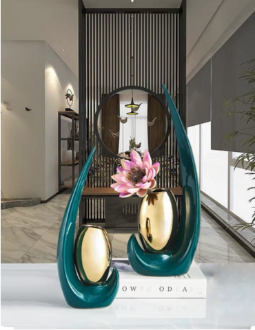 Set 2 Lọ Hoa Sứ Xanh Ngọc Bích Trang Trí Để Bàn - Kiểu Dáng Thanh Mảnh Sang Trọng, Quà Tặng Độc Đáo