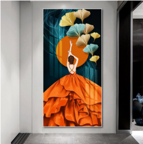 Tranh treo tường tráng gương nghệ thuật hình cô gái 30x60cm - Trang trí nội thất phong cách hiện đại, quà tặng độc đáo cho mọi không gian