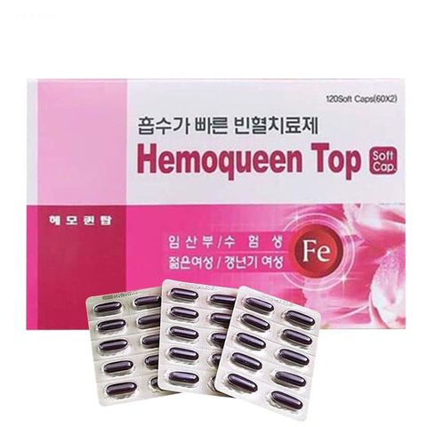 Viên sắt bổ máu Hemoqueen Top Hàn Quốc - Hỗ trợ sức khỏe cho phụ nữ mang thai, cho con bú, dễ hấp thụ, 120 viên